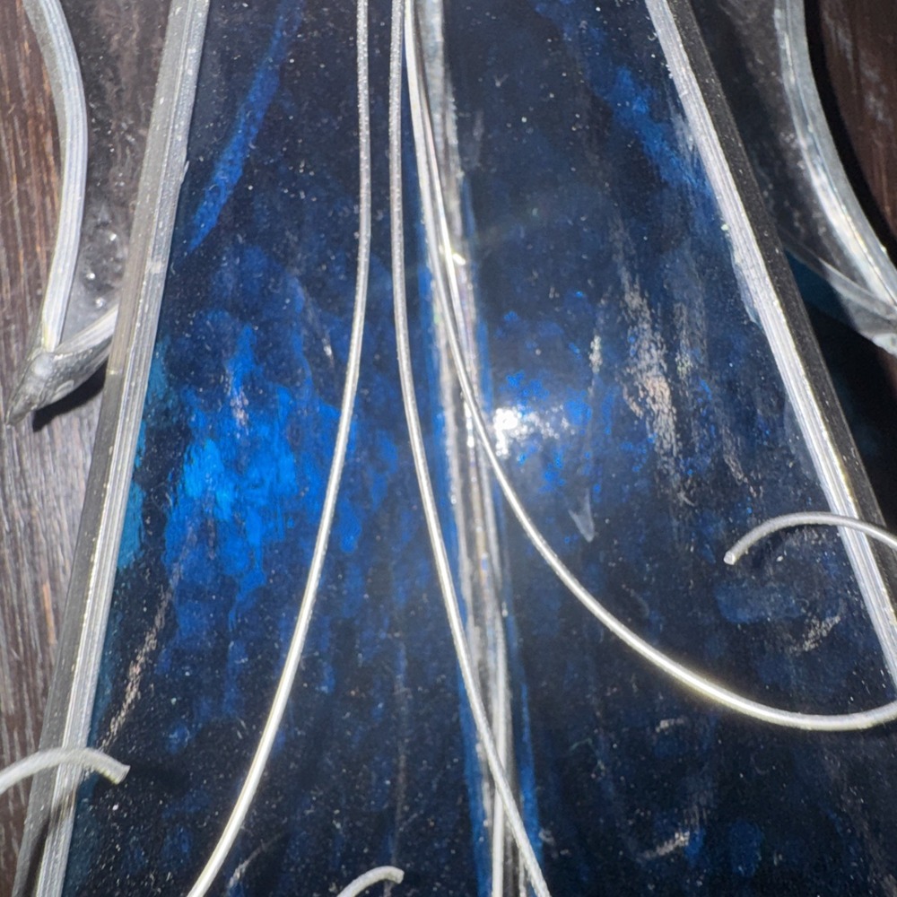 Vintage Blue Stained Glass Angel Figurine Glass  10.50" X 4" - Picture 4 of 7